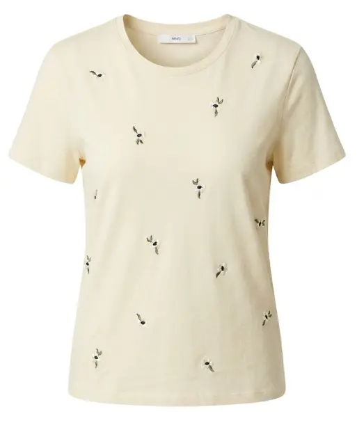 Mango T-SHIRT FLOWI, VAINILLA