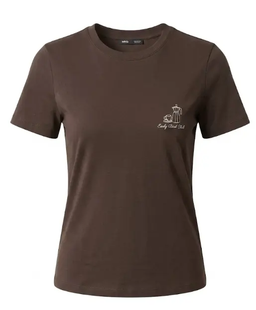 Mango T-SHIRT COFFEE, MARRON