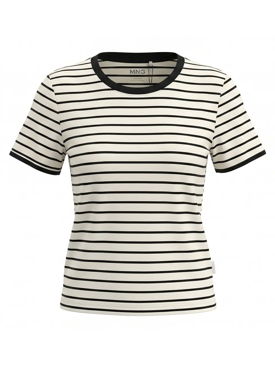 Mango T-SHIRT BICO, NEGRO