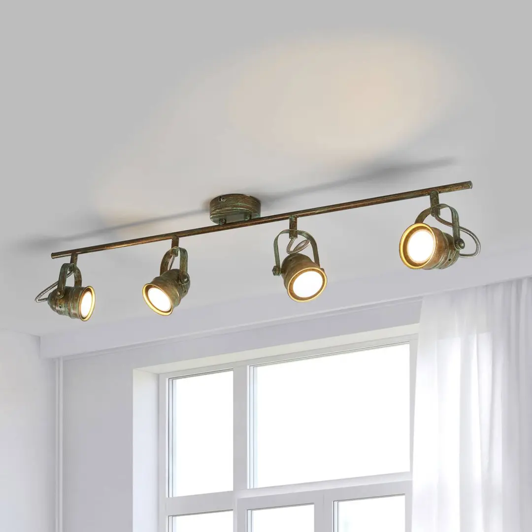 Lindby Deckenstrahler Leonor, 4-flg., grün, Metall, 78 cm