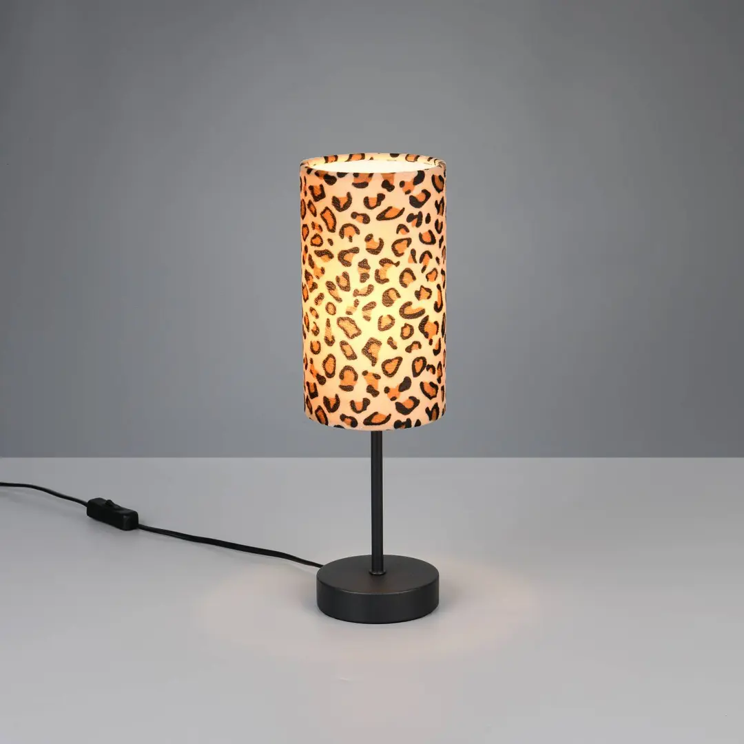 Reality Leuchten Tischlampe Pardina braun gescheckt/schwarz Höhe 37 cm Metall