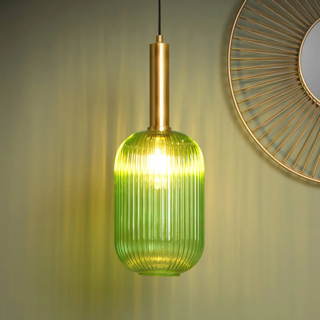 Lucide Glas-Hängeleuchte Maloto, Ø 20 cm, grün