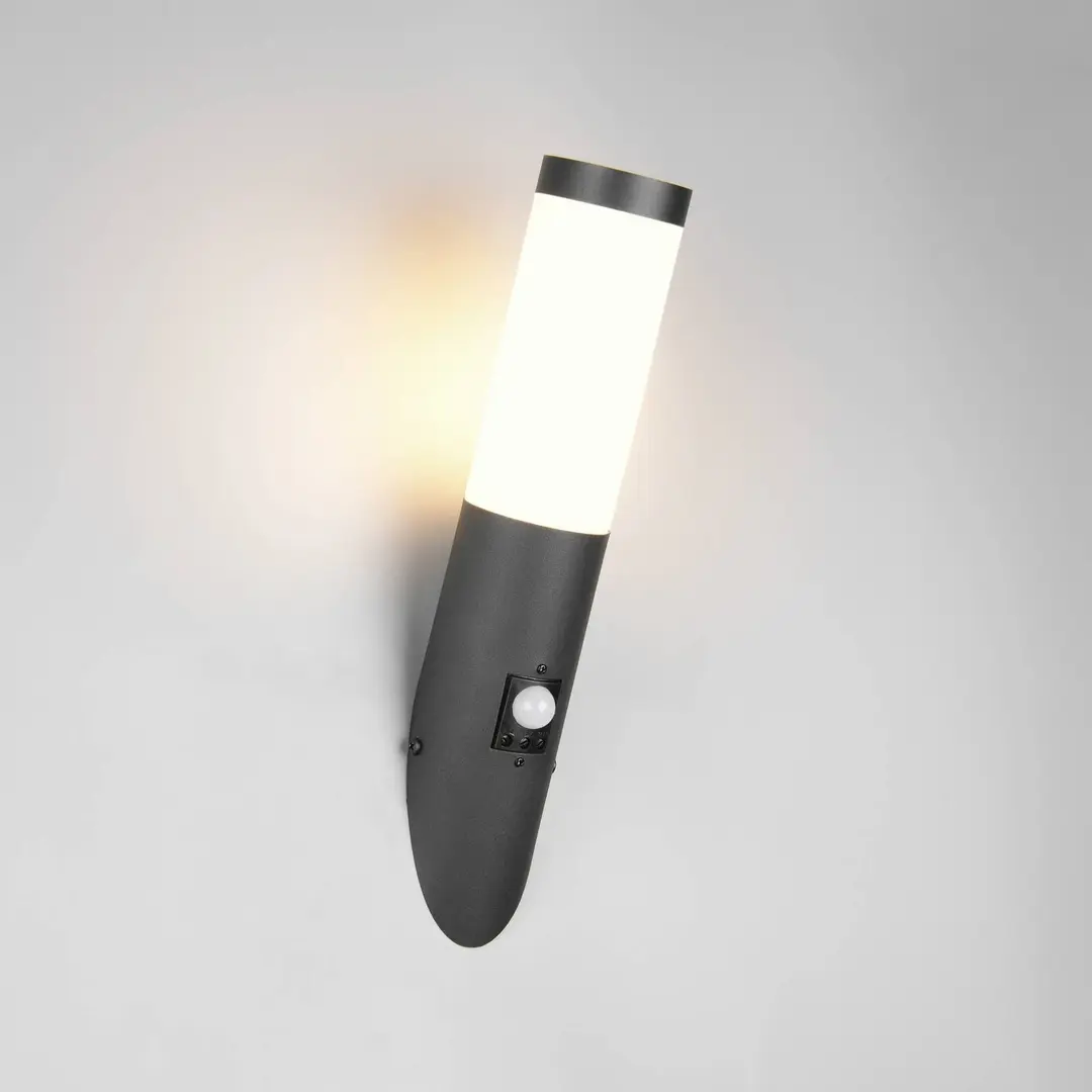 Trio Lighting Außenwandlampe Trioto, schwarz matt, 39 cm Edelstahl, Sensor