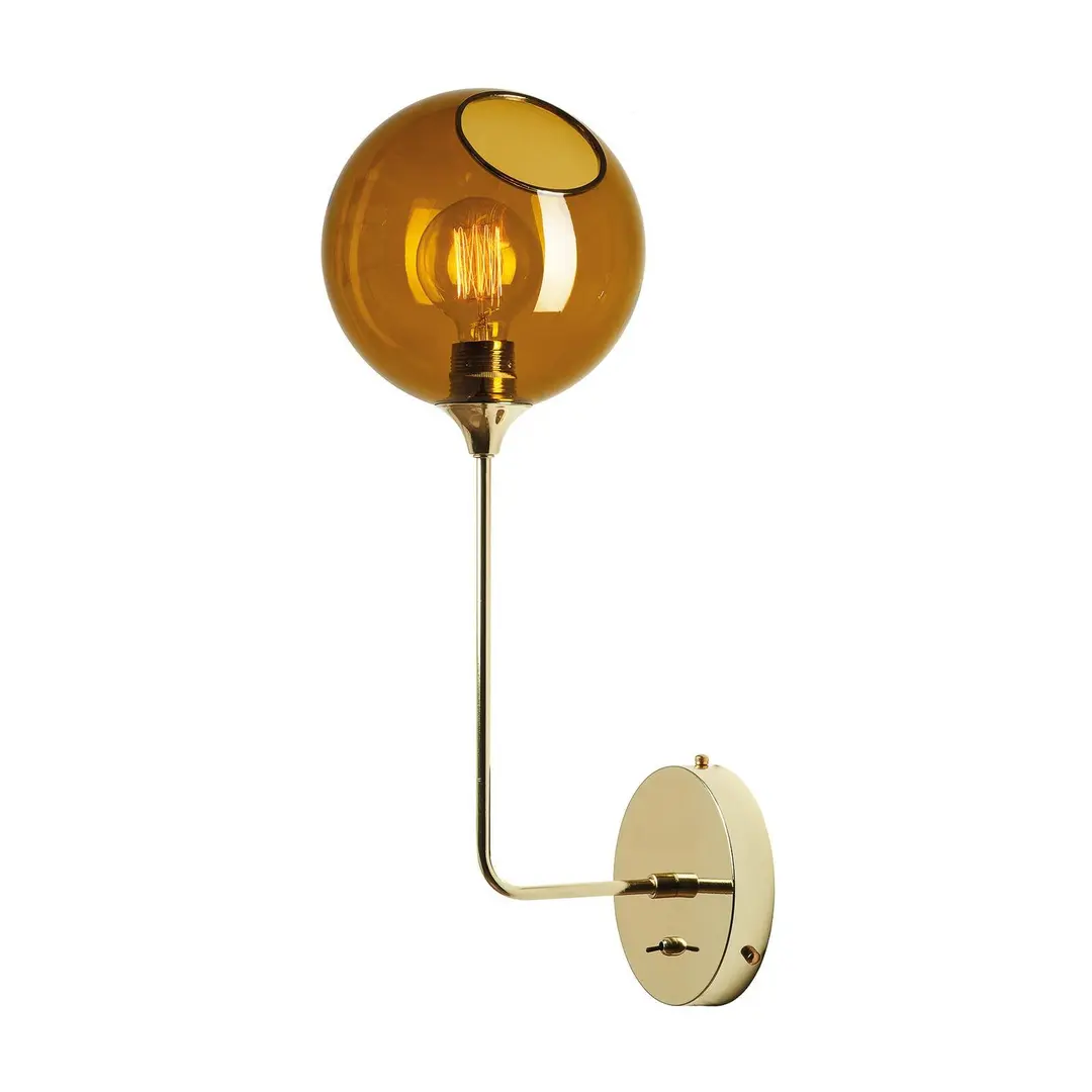 DESIGN BY US Wandleuchte Ballroom Long, bernstein, Glas, mundgeblasen