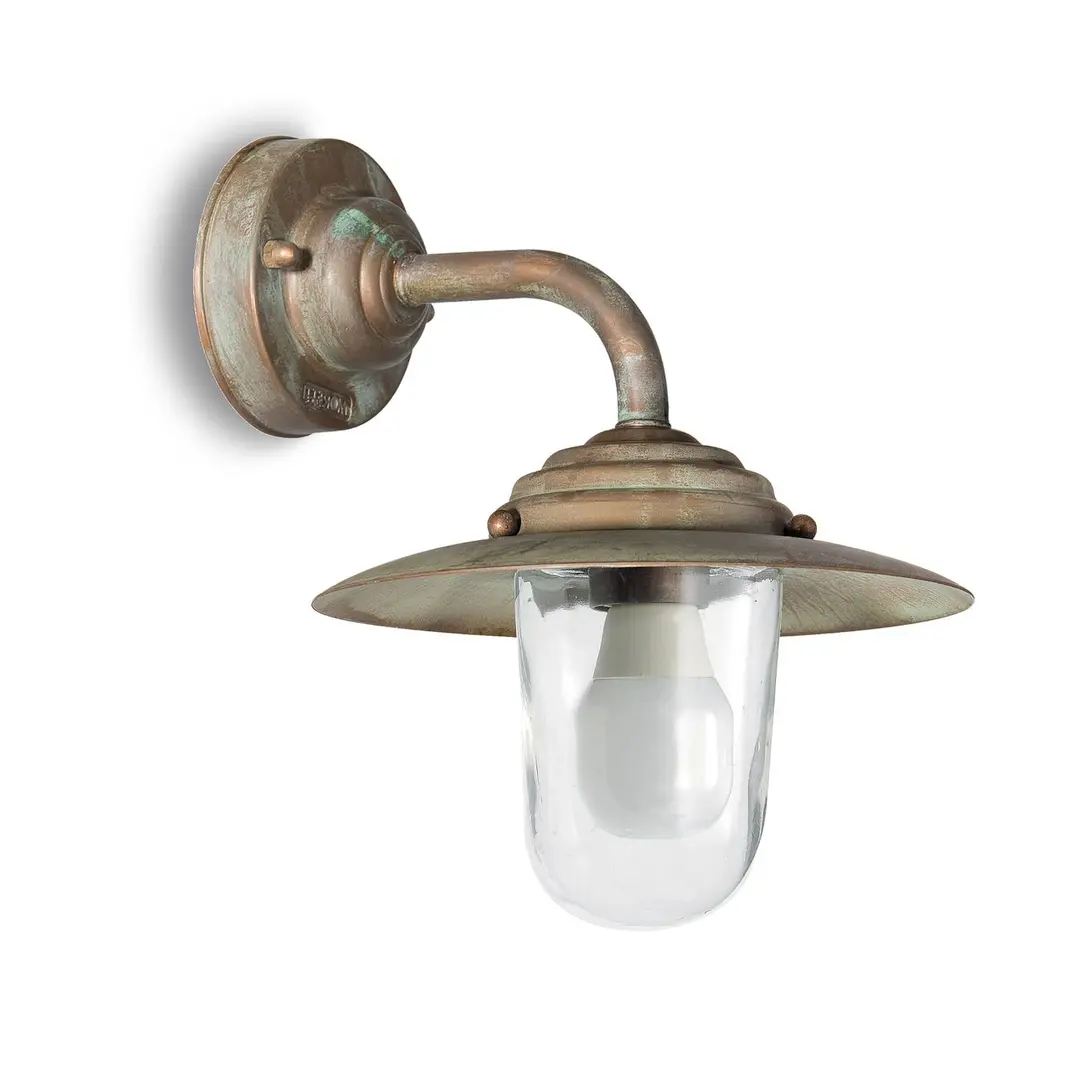 Moretti Luce Außenwandlampe Chalet Höhe 26cm messing antik/klar