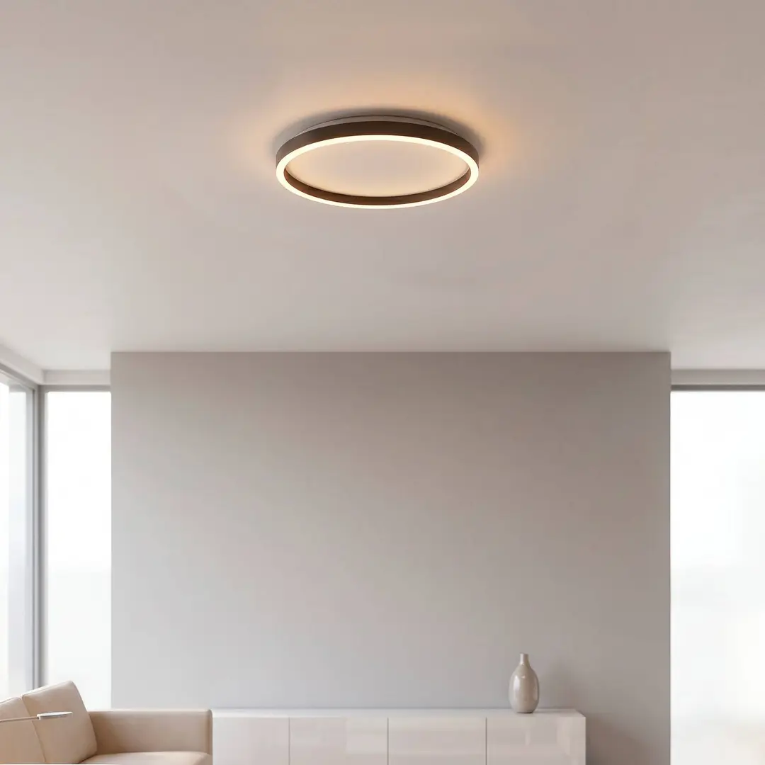 JUST LIGHT. GmbH LED-Deckenlampe Madlen, schwarz, Ø 40 cm, Alu, 3.000 K, dim