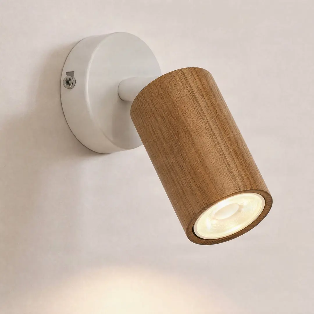 Luminex Wandstrahler Nisse, weiß, Tiefe 18 cm, 1-flg., Holz/Metall