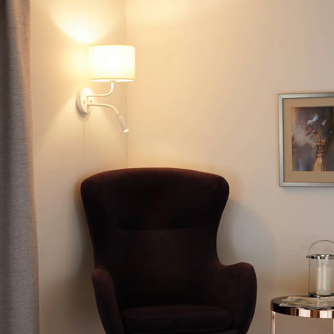 Duolla Wandleuchte Roller, Stoff, weiß/beige, Leselicht