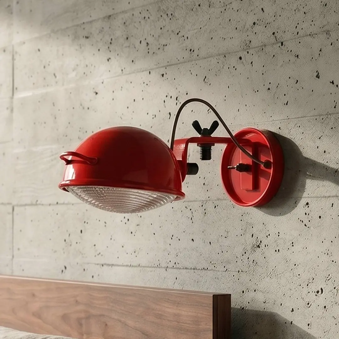 Aluminor Wandleuchte Jeep, rot, Ø 17 cm, Metall, Glas, E14