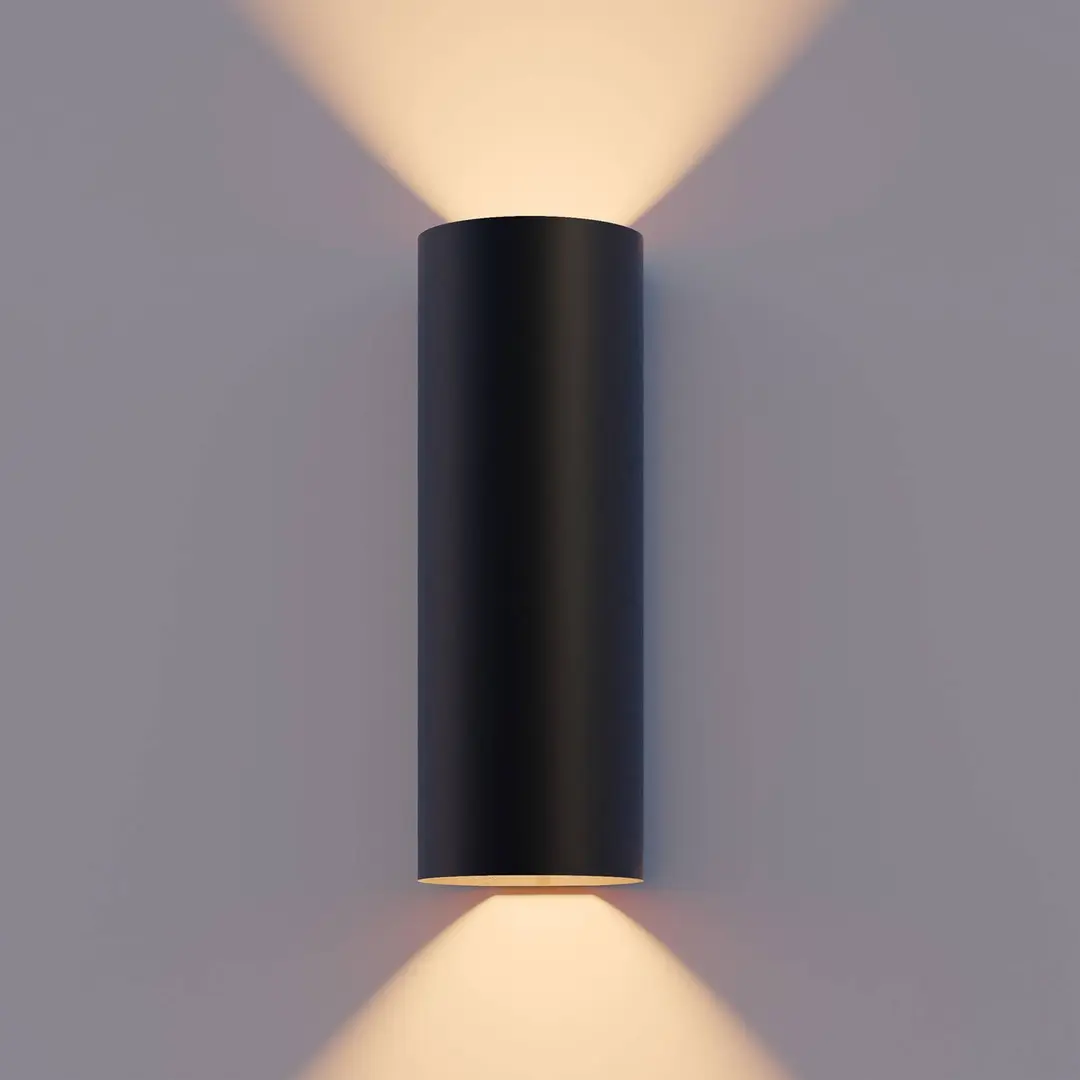 Calex LED-Außenwandlampe Round, up/down, Höhe 23 cm, schwarz