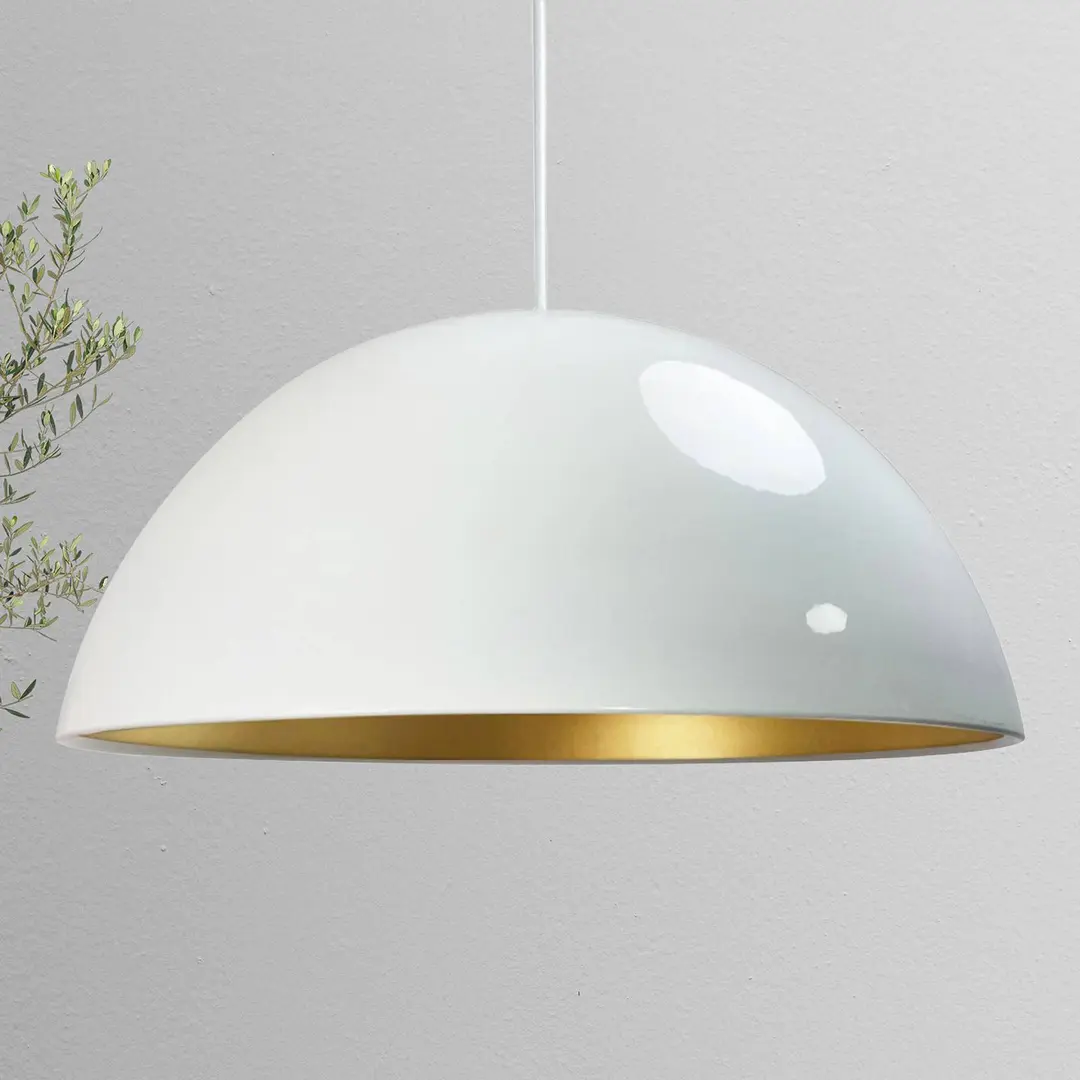 ROYALTECH Hängeleuchte Lipeo, weiß/gold, Ø 40 cm, Metall, E27