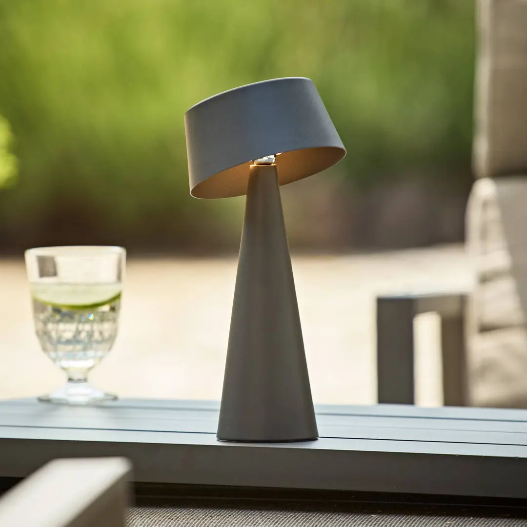 Sigor LED-Akku-Tischleuchte Solino, graphit, Solar/USB, 26 cm IP44