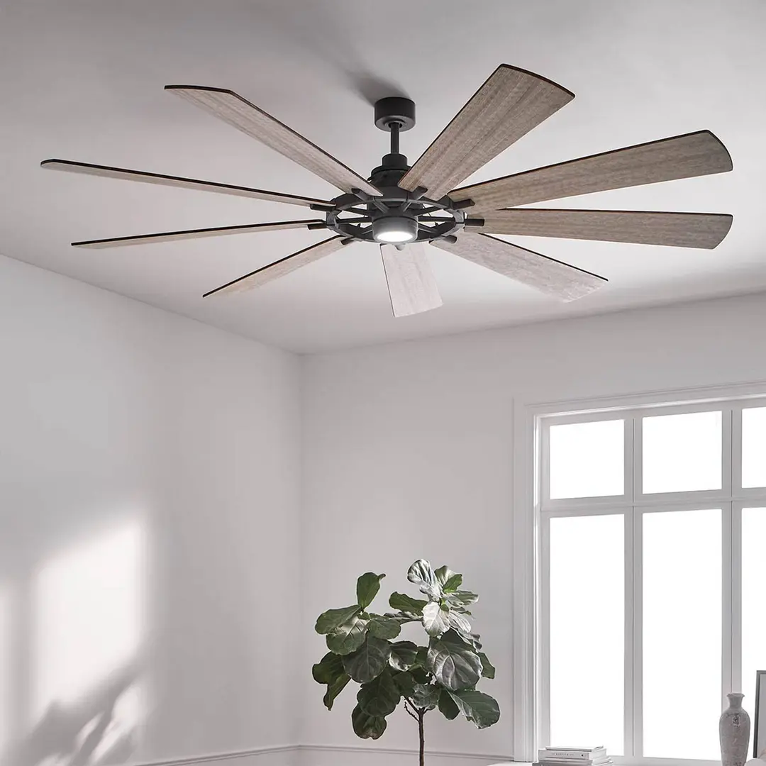 KICHLER LED-Deckenventilator Gentry 85 walnuss dunkel/weiß