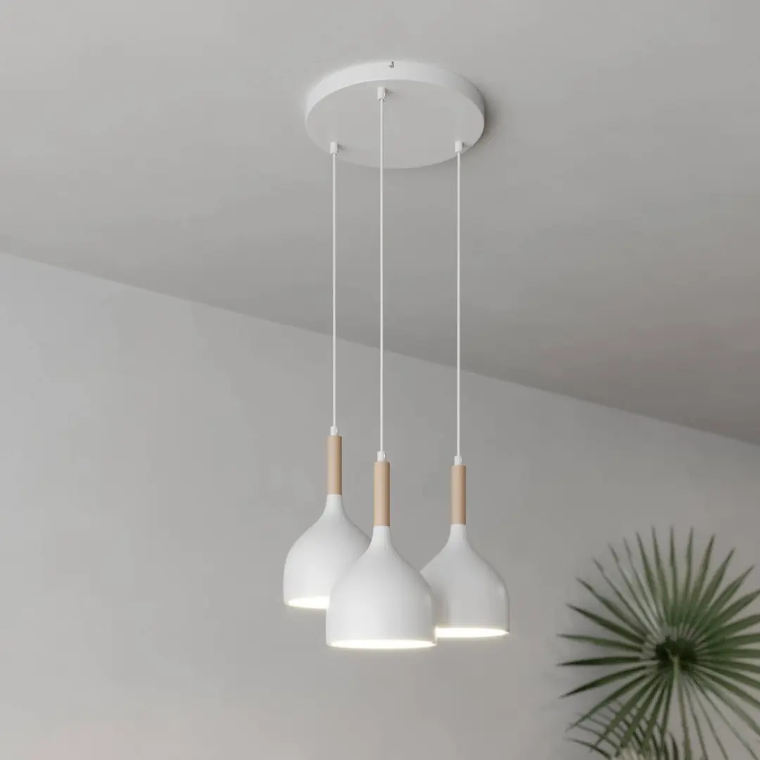 Luminex Hängeleuchte Noak dreiflammig rund weiß/holz natur