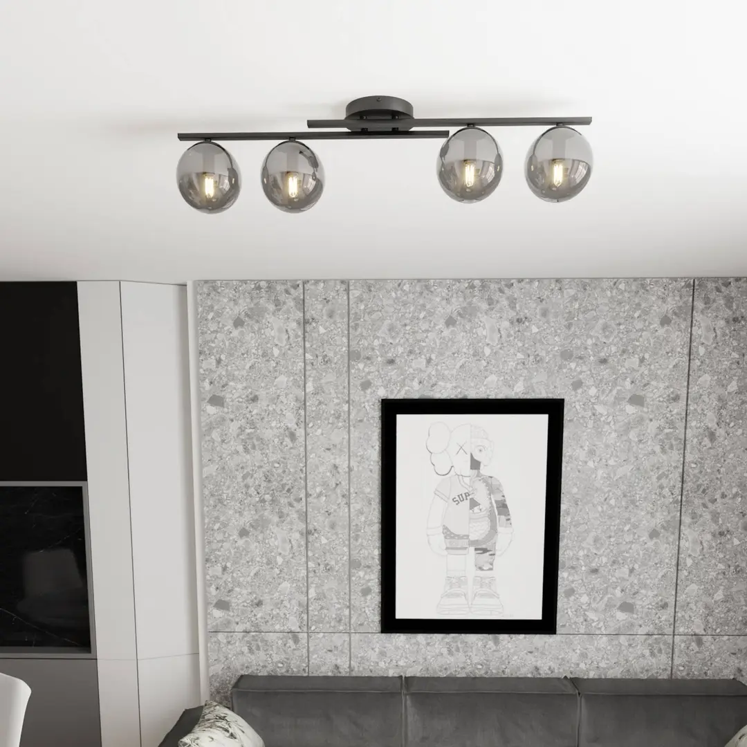 EMIBIG LIGHTING Deckenleuchte Kairo, schwarz/rauchgrau, Metall, 4-flg.