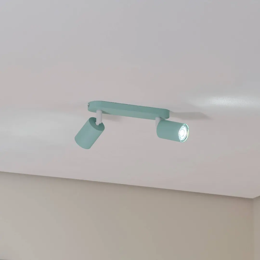 TK Lighting Deckenstrahler Livia, mintgrün, 35 cm, 2-flg., Metall, GU10