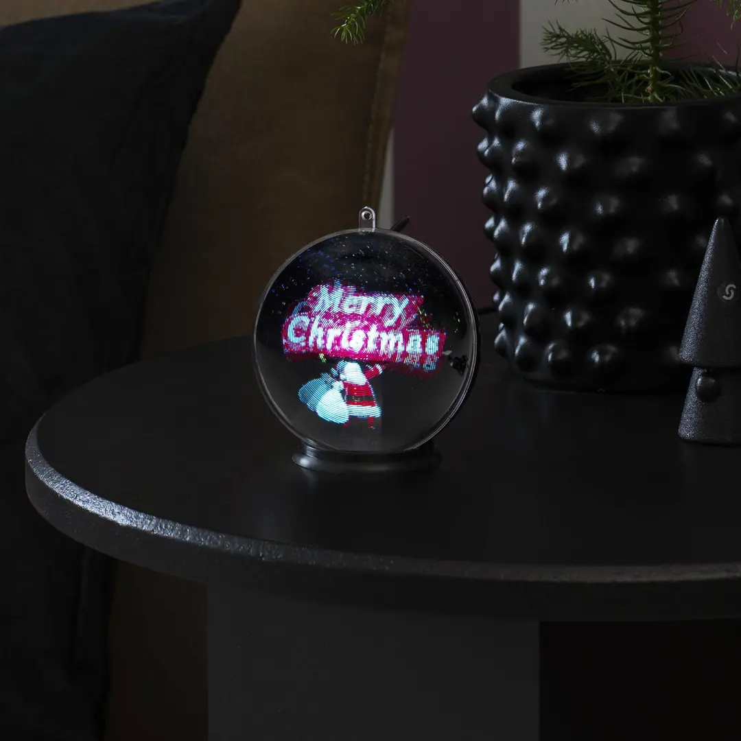 Konstsmide Christmas 3D-Hologrammkugel Merry Christmas, 42 LEDs