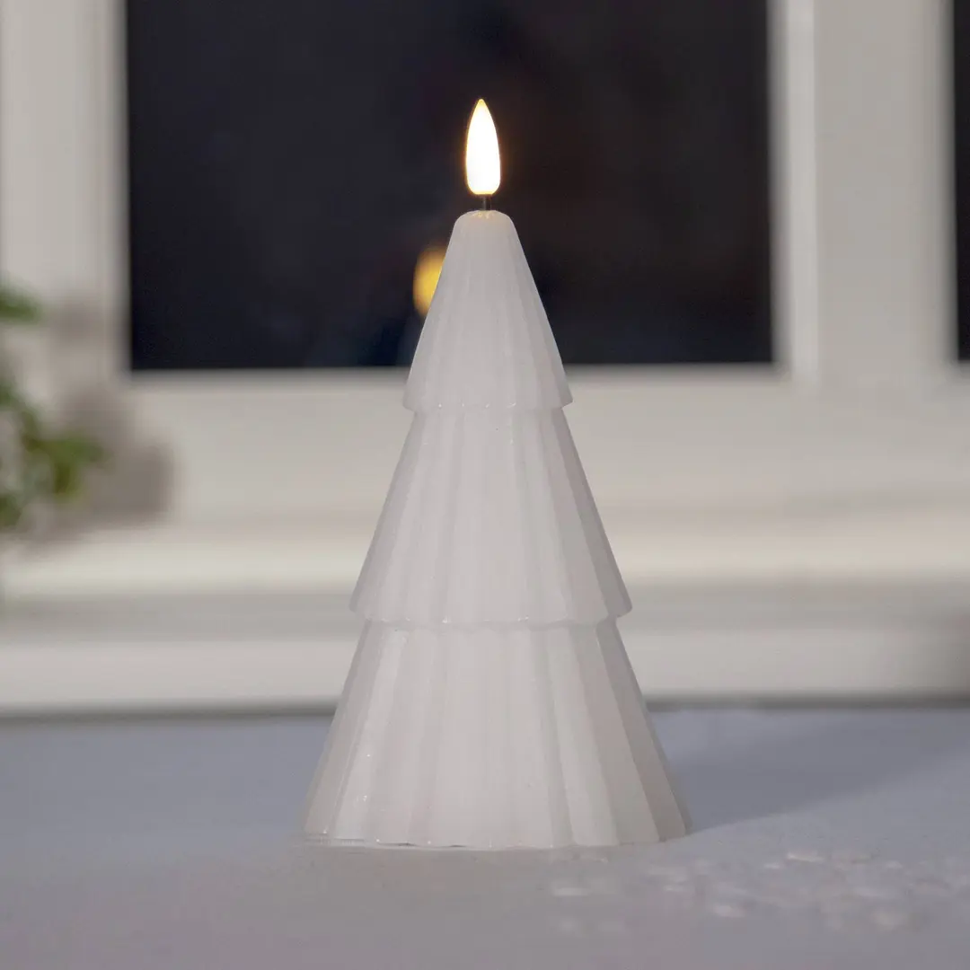 STAR TRADING LED-Kerze Flamme Grany, weiß 18 cm Echtwachs Batteriebetrieb