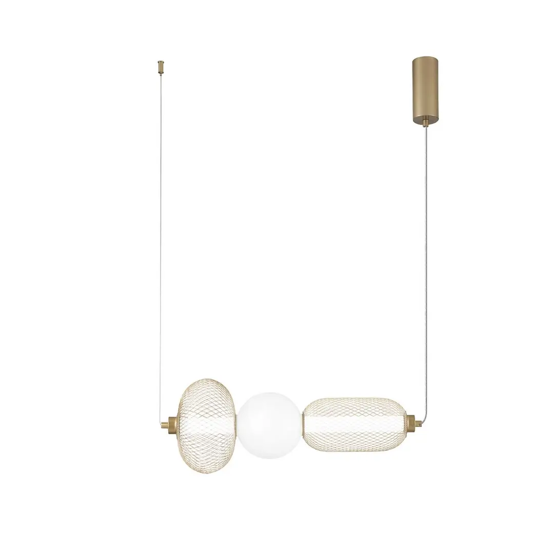 Luce Ambiente Design LED-Hängelampe INKAS, Höhe 53 cm, goldfarben Glas/Metall CCT