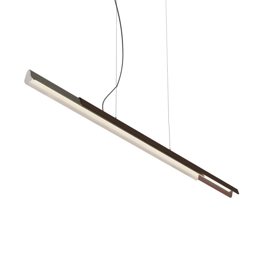 kdln Hängelampe Dala linear, dunkelgrau/holz, 3.000 K 150 cm
