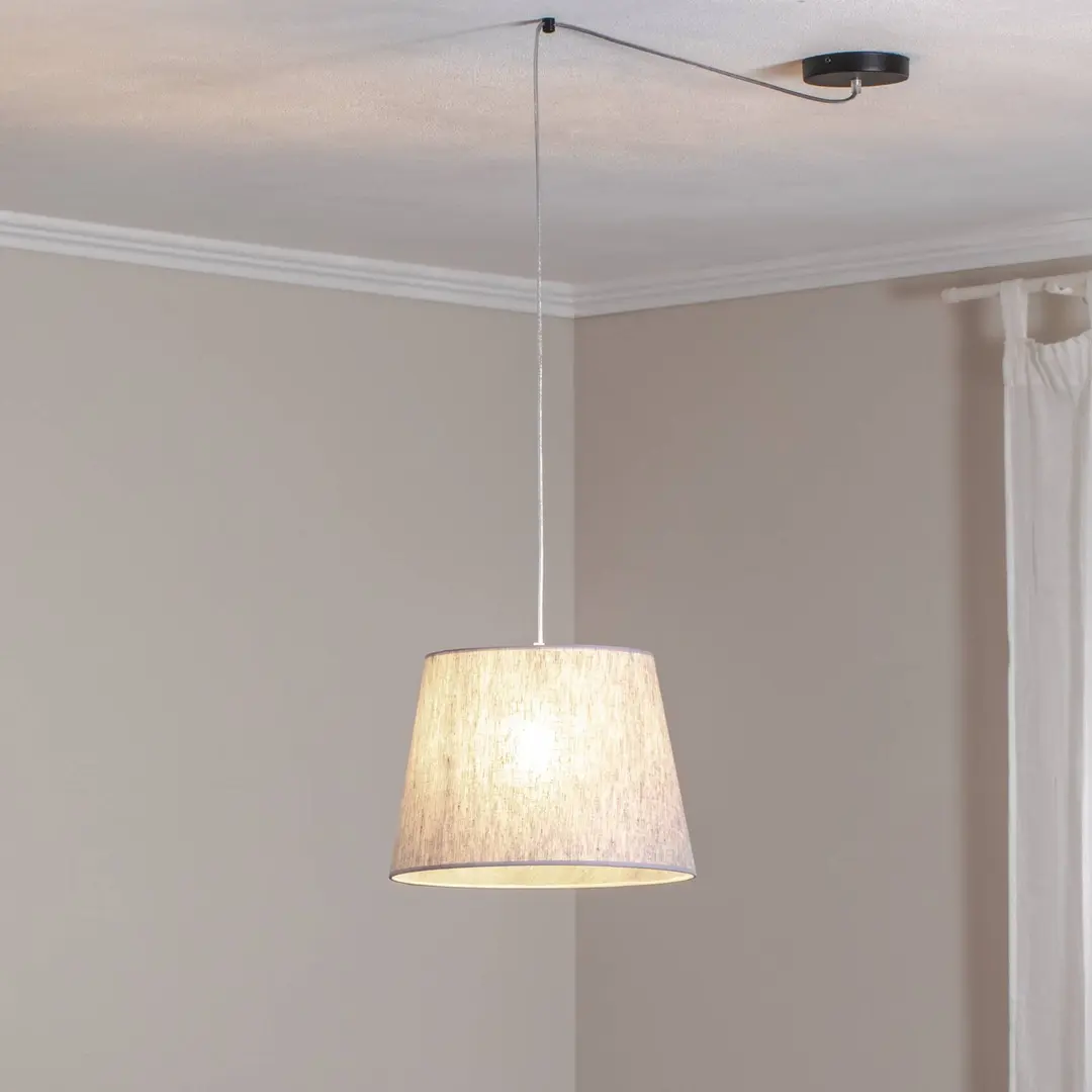 EMIBIG LIGHTING Pendellampe Ascot, Ø 38 cm, grau, Stoff, dezentral