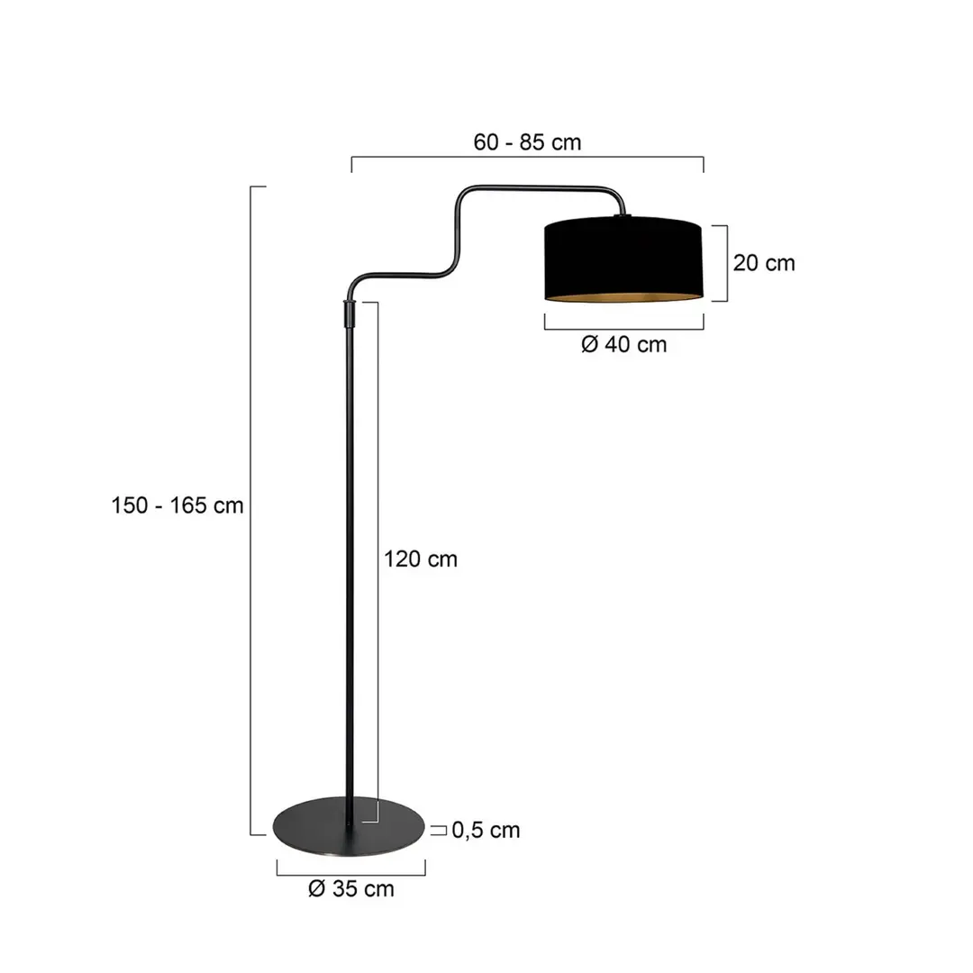Steinhauer Stehlampe Bloeba, schwarz-goldfarben, Höhe 165 cm, Chintz