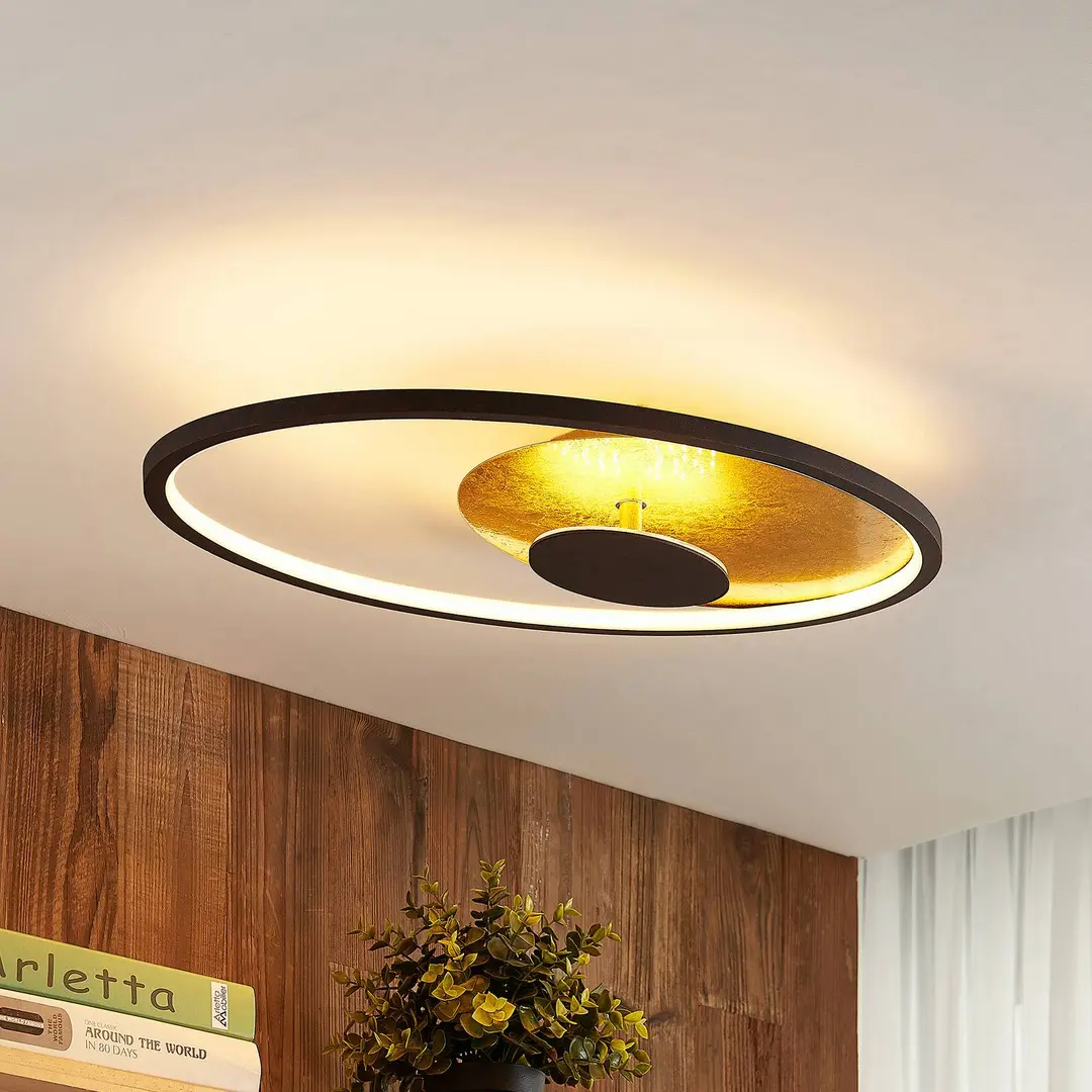 Lindby LED-Deckenleuchte Feival, 61 cm, rost/gold, dimmbar