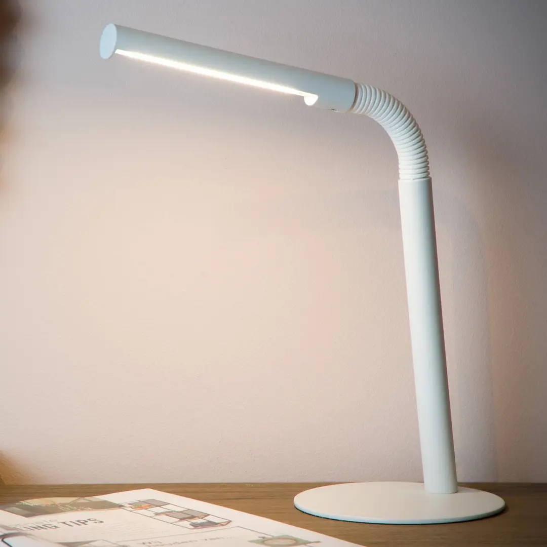 Lucide LED-Schreibtischleuchte Gilly, weiß, flexibel, Metall