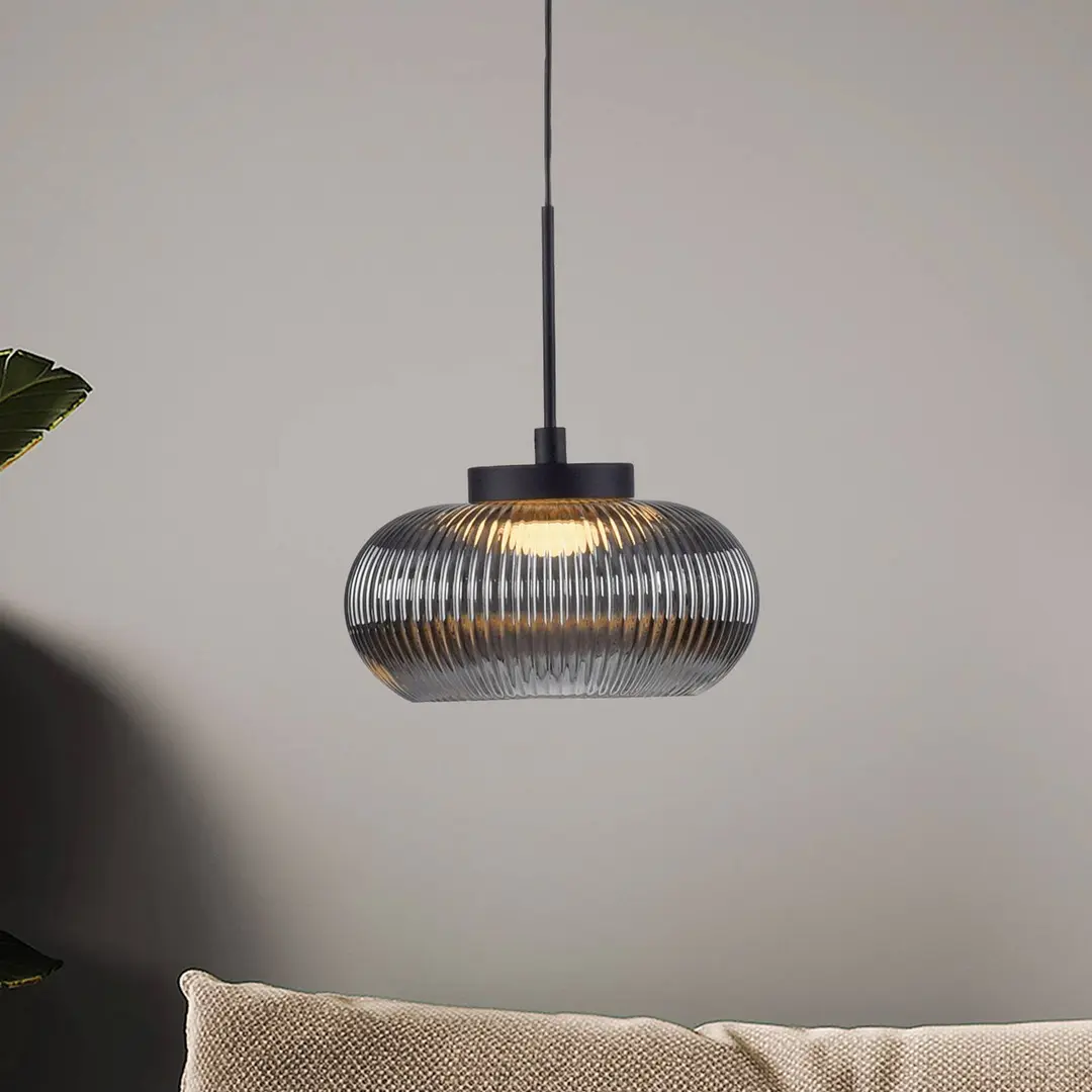 JUST LIGHT. GmbH LED-Hängeleuchte Noctis, rauchgrau, Glas, dimmbar, 3.000 K