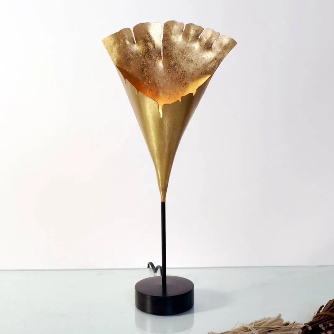 Holländer Tischleuchte Ginkgo, gold, 42x20cm