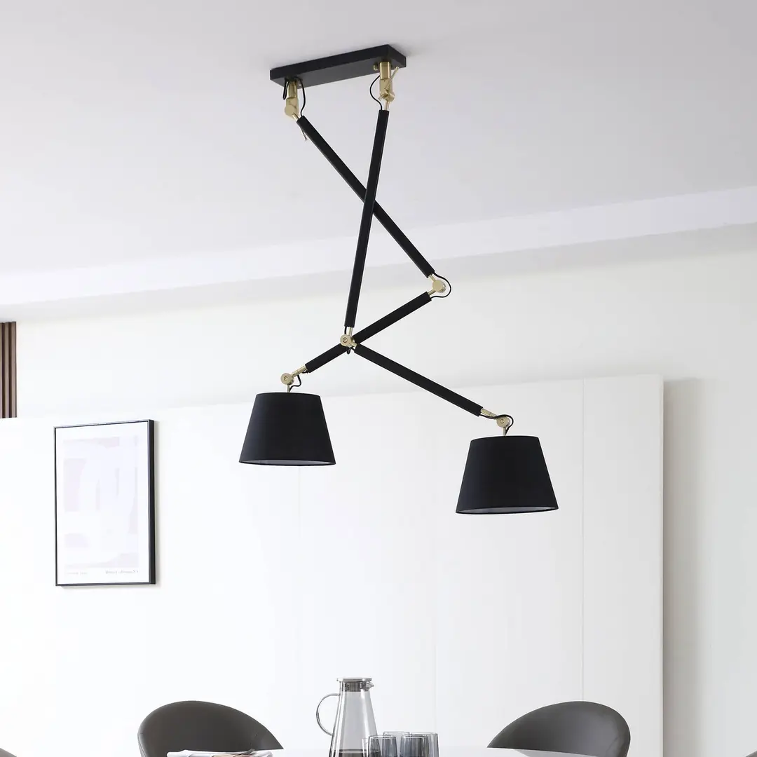 Lucande Deckenlampe Marvaine schwarz/goldfarben, Textil, E27