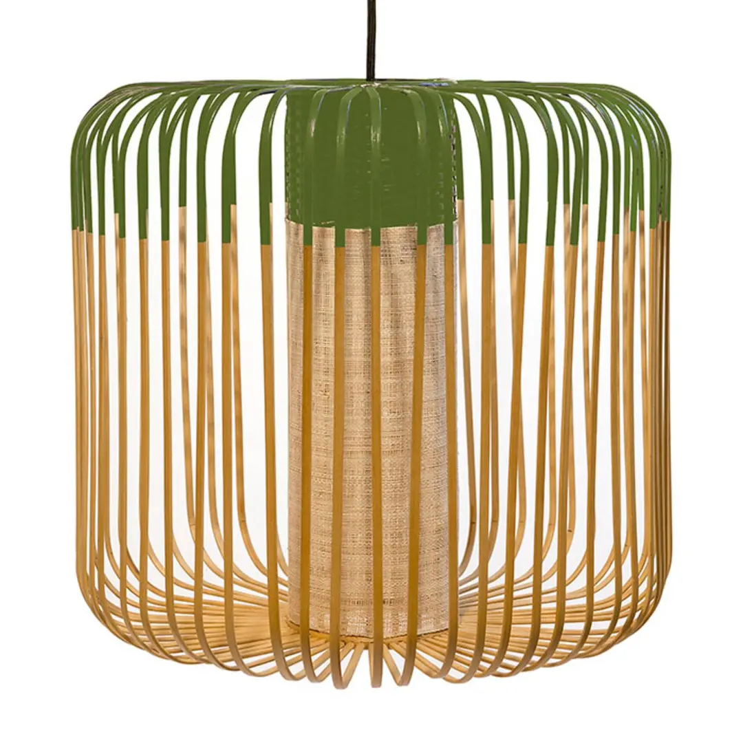 Forestier Pendellampe Bamboo M, Ø 45 cm, grün