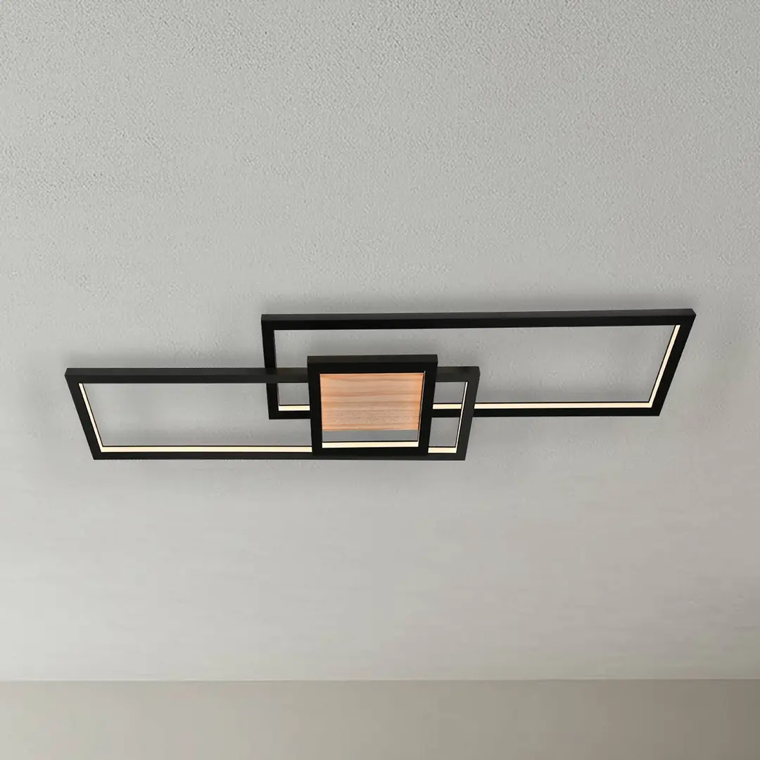 Lindby LED-Deckenleuchte Emiljan, schwarz, Metall, dimmbar