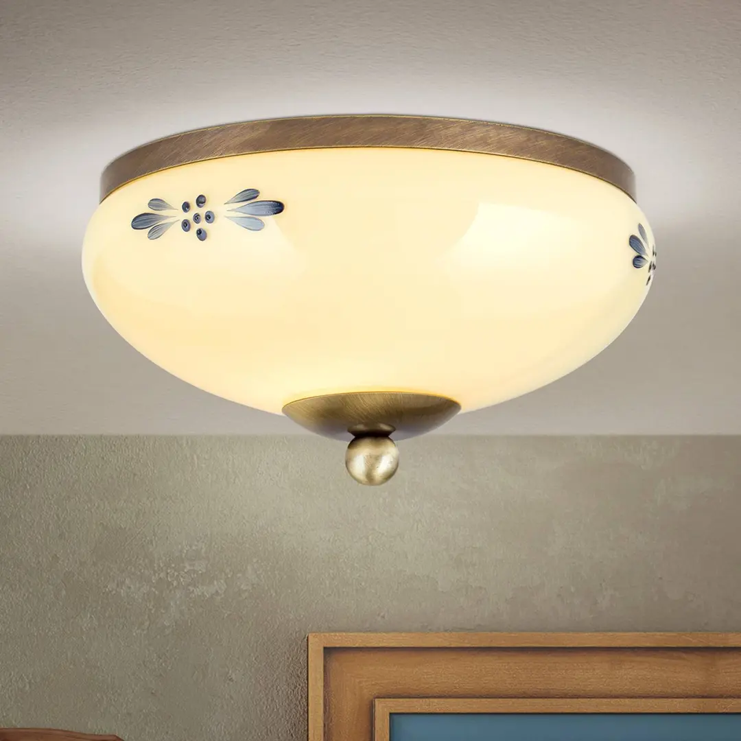 Orion Deckenlampe Landhaus Patina creme blau Ø 21 cm