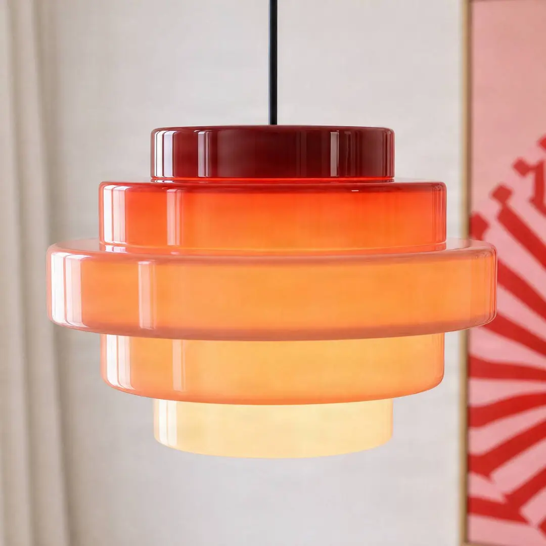 ALDEX Hängeleuchte Filo, rot, Ø 28 cm, Glas
