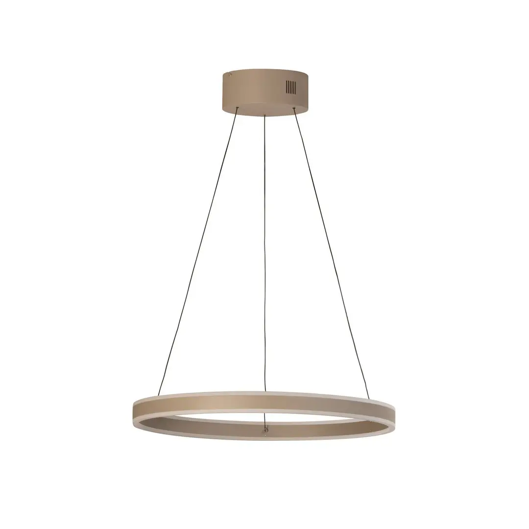 FISCHER & HONSEL LED-Hängelampe Silvio, Ø 60 cm, greige, Metall, CCT