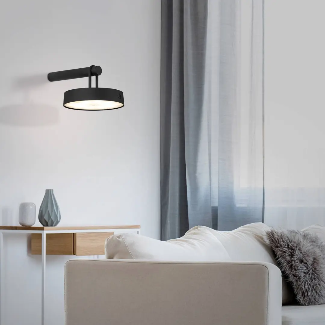 JUST LIGHT. GmbH JUST LIGHT. LED-Akku-Wandlampe Arma, schwarz Kunststoff IP44
