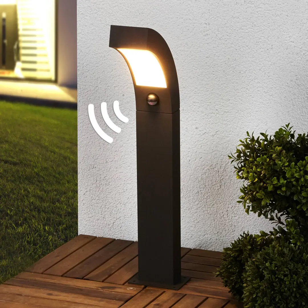 Lucande LED-Sockelleuchte Lennik, Sensor, 60 cm, anthrazit