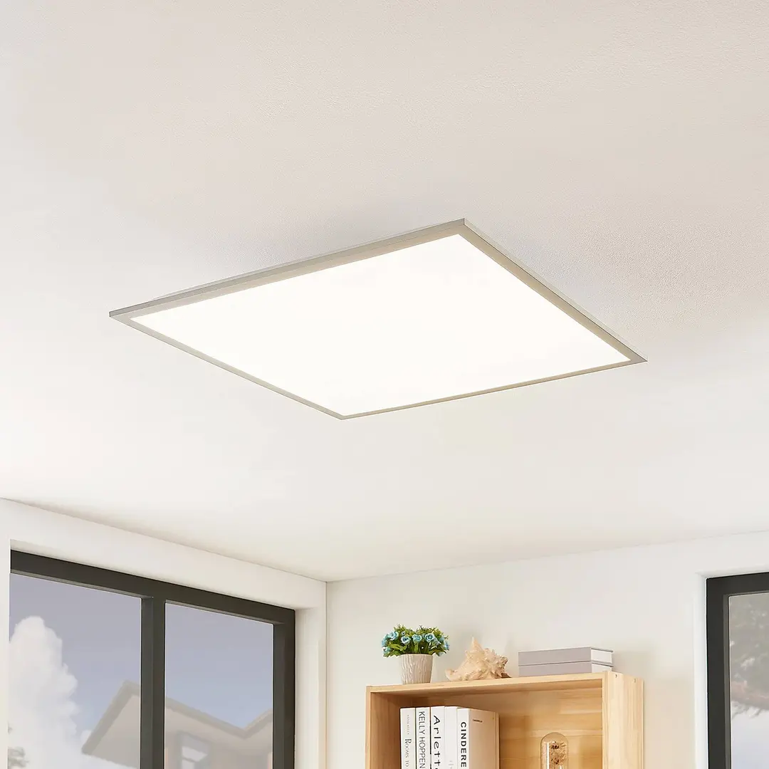 Lindby LED-Panel Stenley, 4.000 K, 60cm x 60cm, silber/weiß