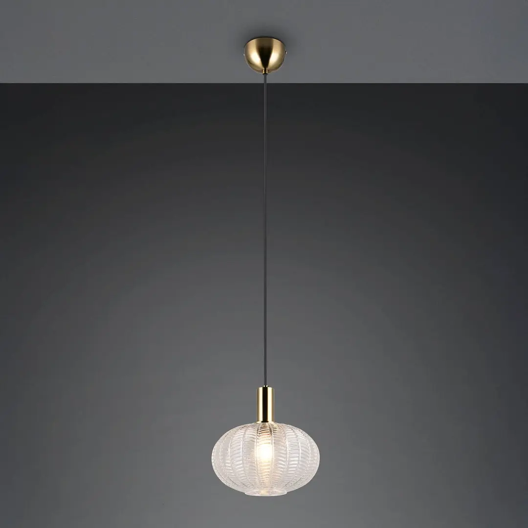 Reality Leuchten Hängeleuchte Elvezia, klar, Ø 26 cm, Glas, E27