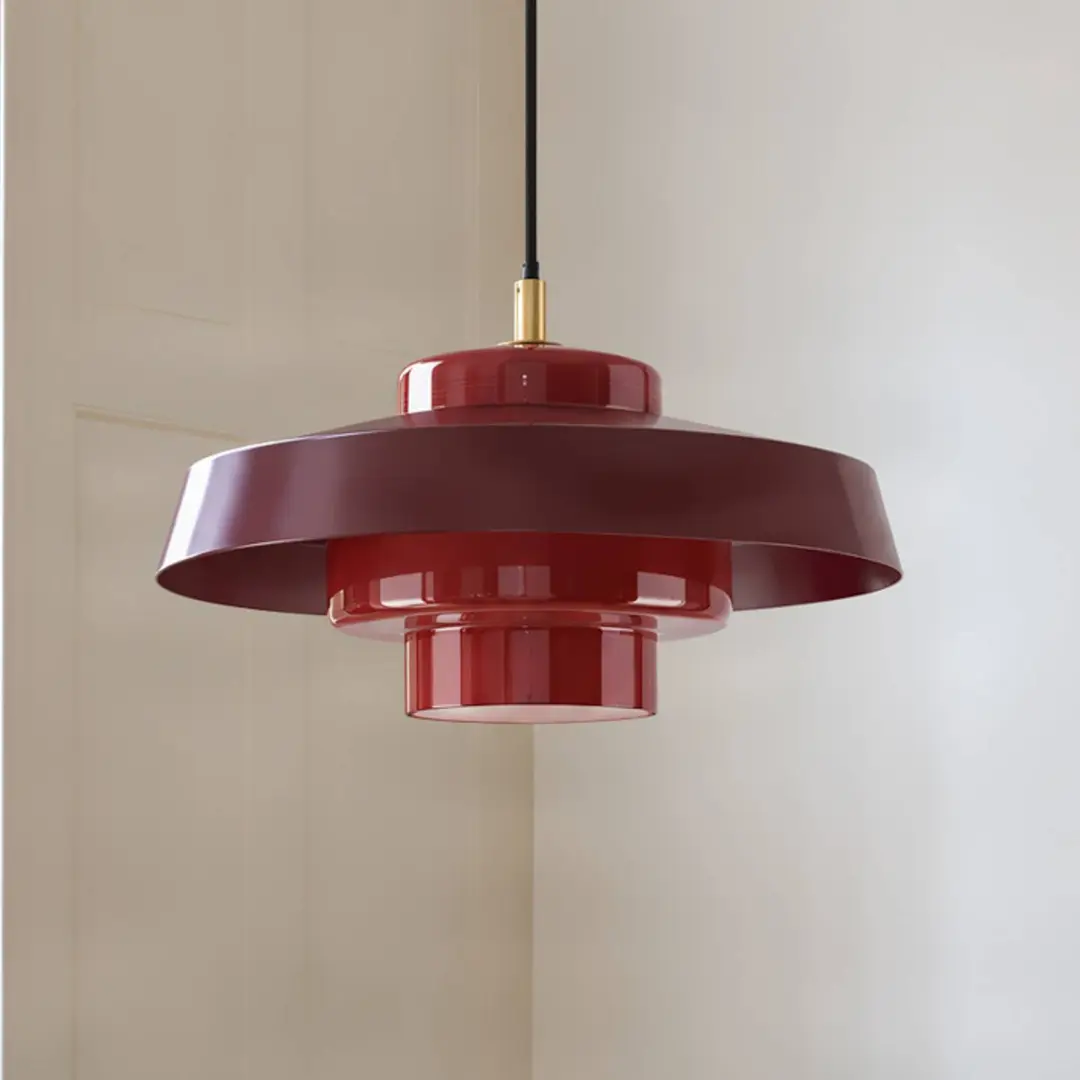 NOLA Hängeleuchte Rico, rot, Ø 38 cm, Metall/Glas