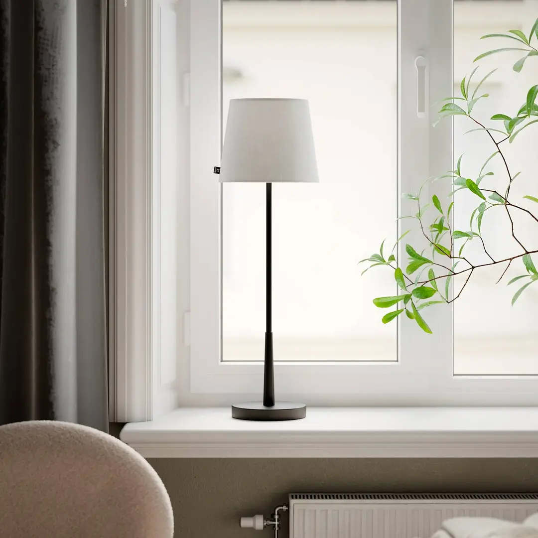 By Rydens Tischlampe Lumi, 69 cm, schwarz/weiß, Textil