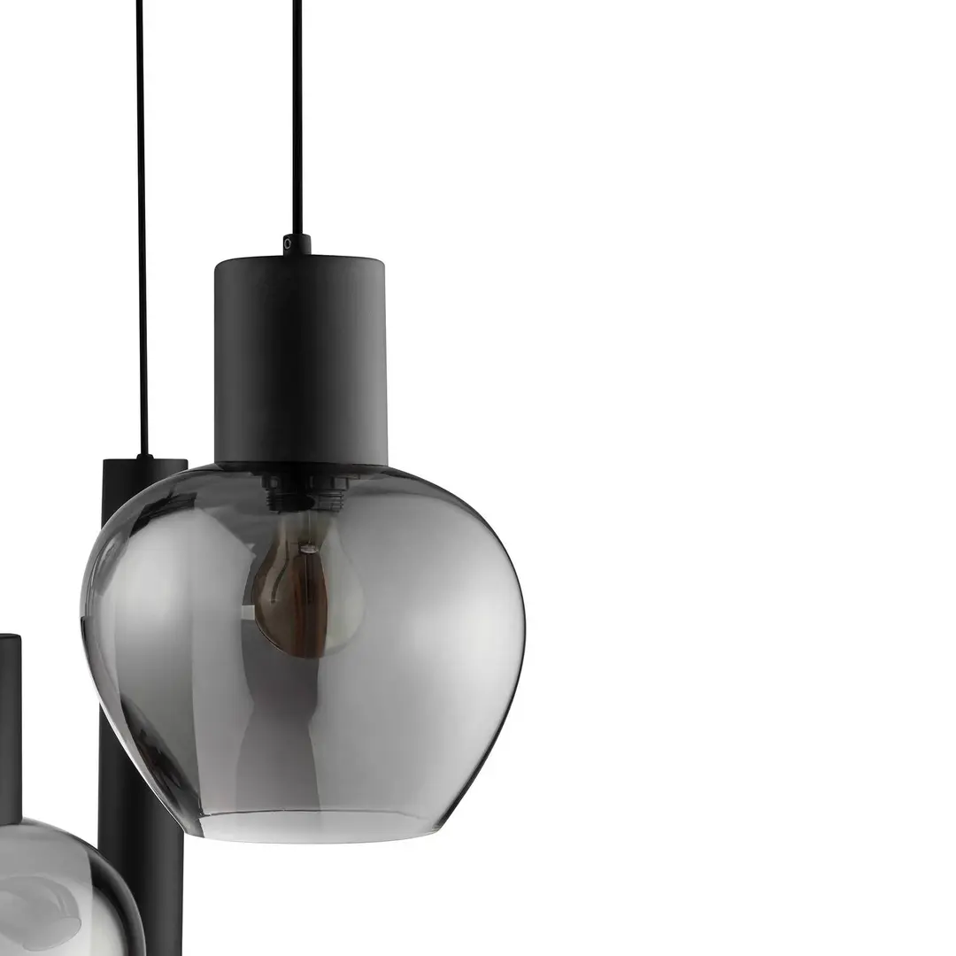 Brilliant Hängelampe Ligari, schwarz/rauchgrau, Ø 68 cm, Metall/Glas