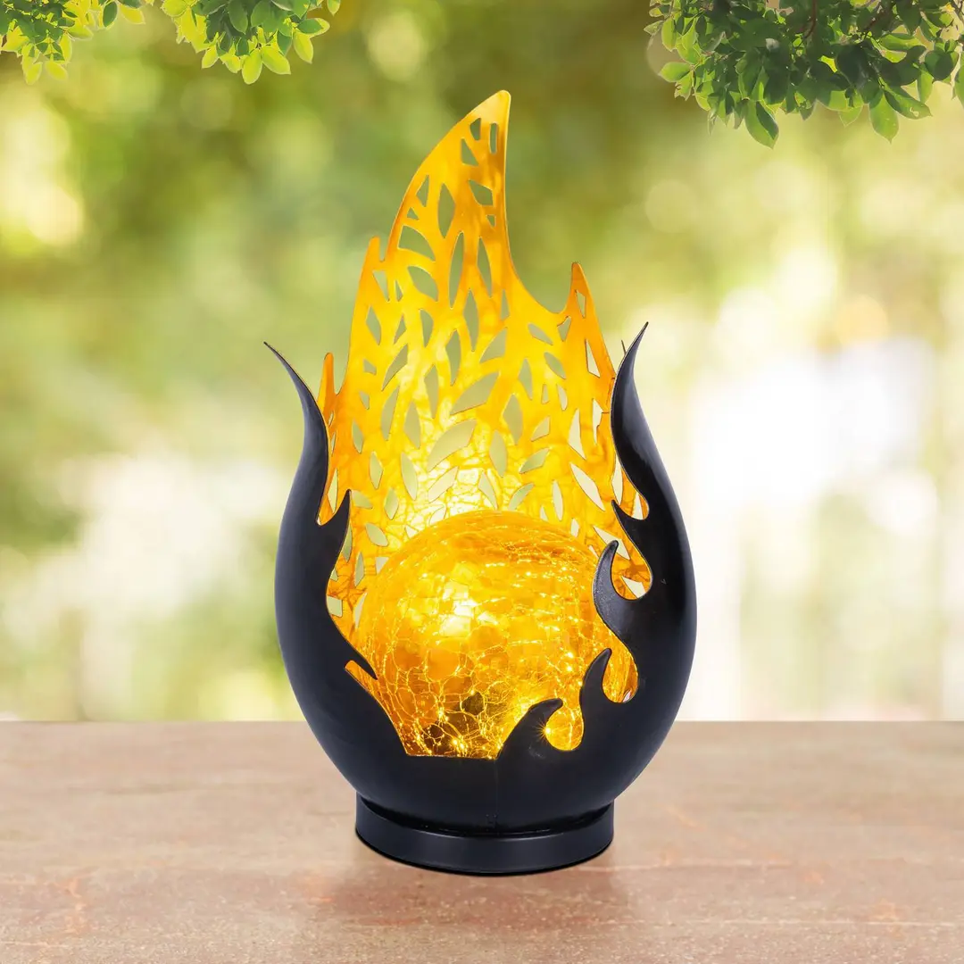 Globo LED-Solar-Tischleuchte 36534, schwarz, gold, Metall, Glas