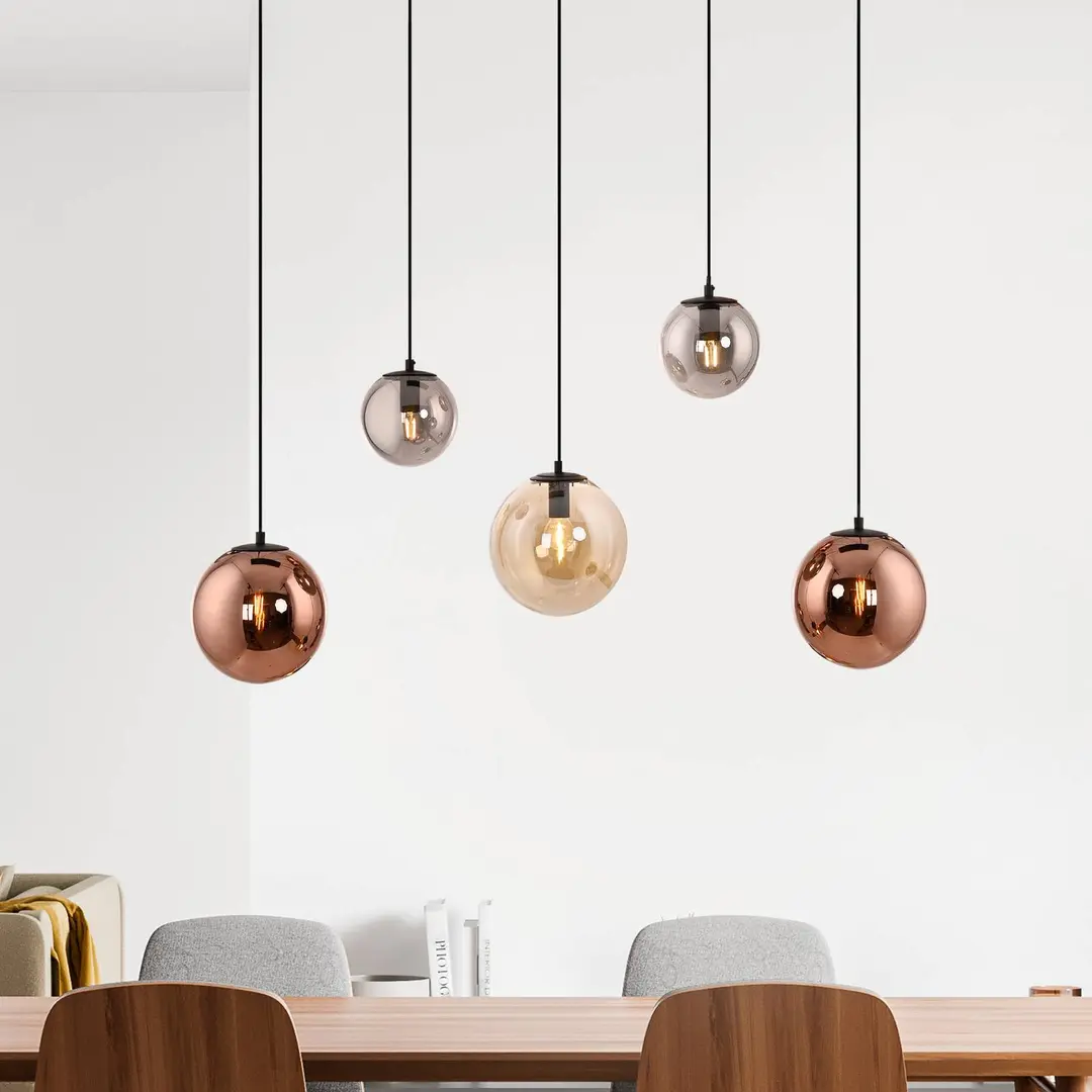 JUST LIGHT. GmbH Hängeleuchte Shiny, 5-flammig, lang, multicolor, Glas, E14