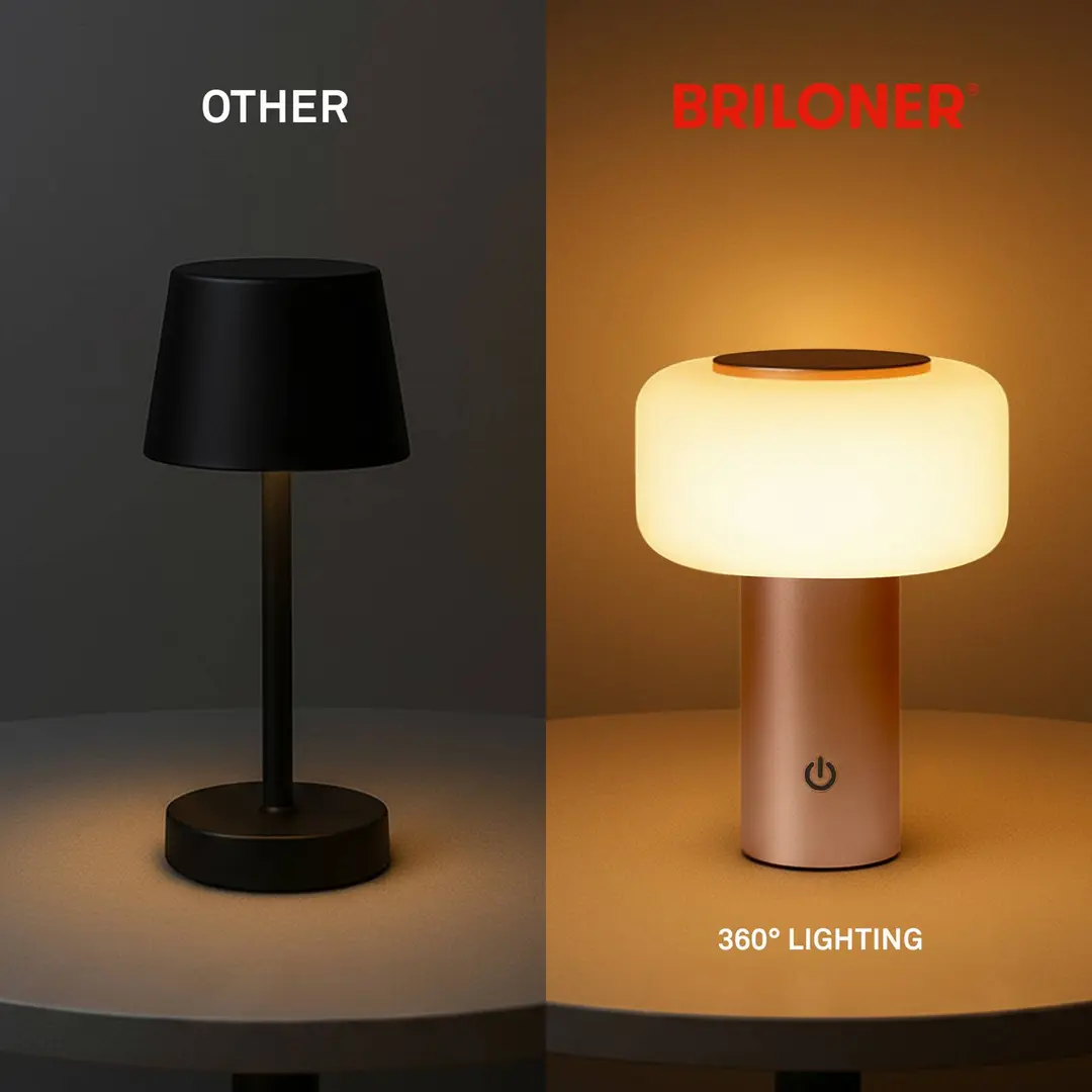 Briloner LED-Akku-Tischleuchte Juna, braun, IP44, dimmbar, 20 cm