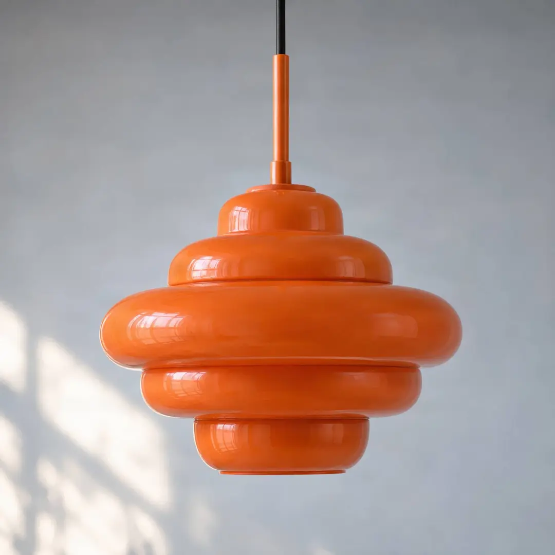 Lucande Hängeleuchte Leilani, Ø 35 cm, orange, Glas, E27