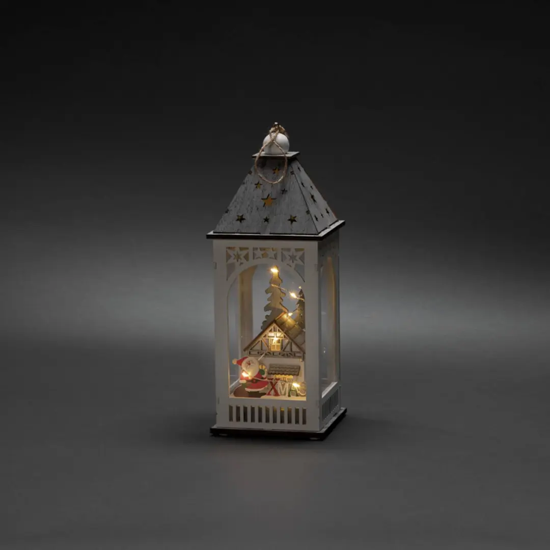 Konstsmide Christmas LED-Deko-Laterne mit Haus und Weihnachtsmann