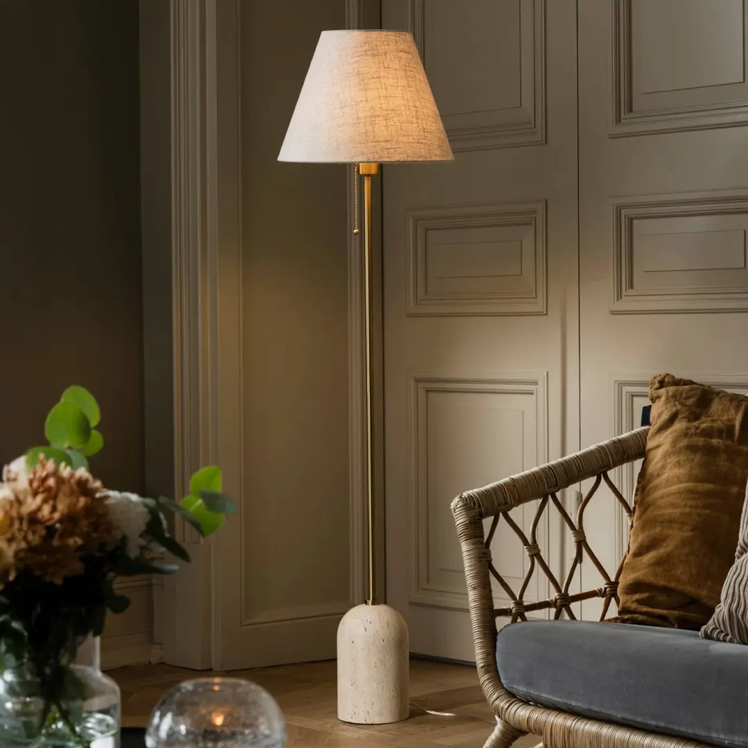 Globen Lighting Stehlampe Gino, Fuß Travertin, beige, 145 cm