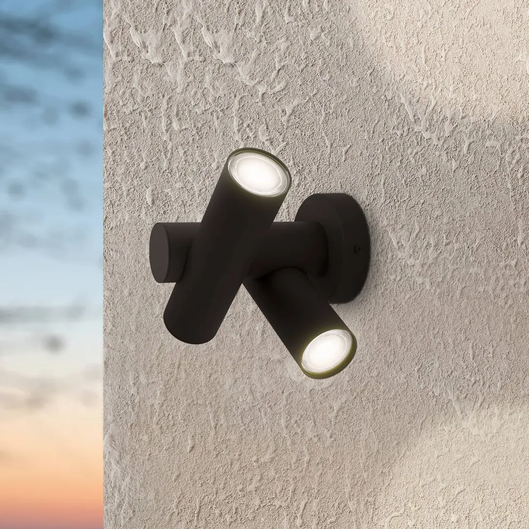 EGLO LED-Wandlampe Fossignano, Höhe 25 cm, schwarz, Metall 2-flg.